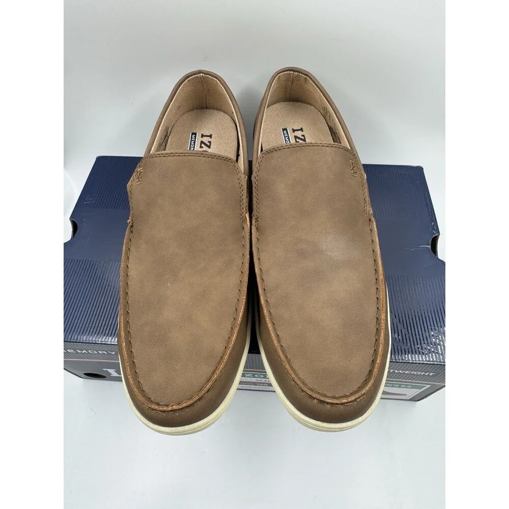 Izod Mens Seapoint Sneaker Loafer Slip On Shoe Size 9.5 Tan- Brown New